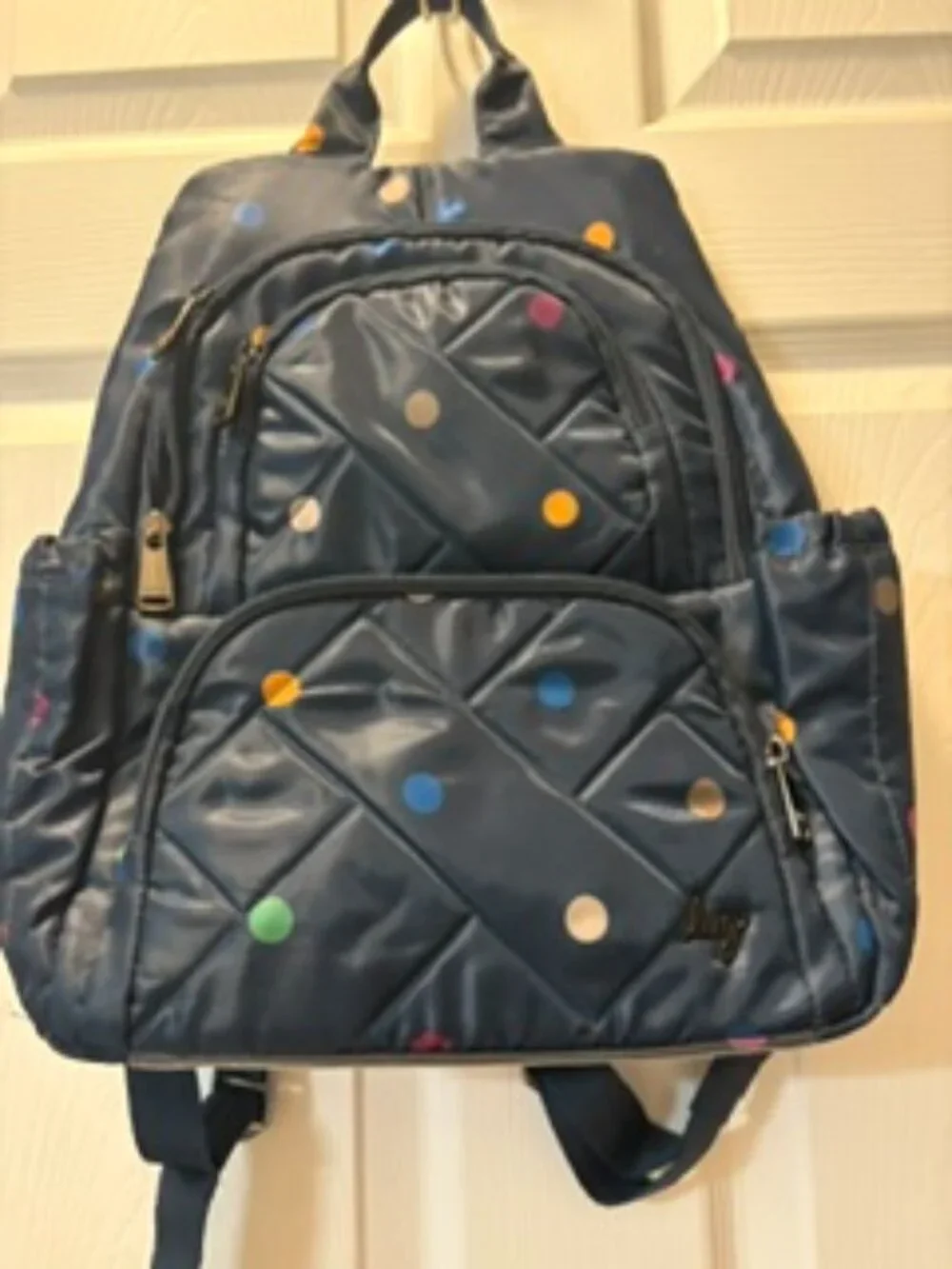 Lug-Hatchback Navy Multi Dots with matching Tram- EUC